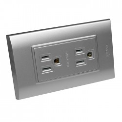 TOMA CORRIENTE DOBLE 2P+T PLATA B105/2-S IGOTO