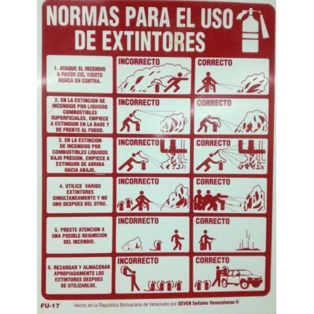 SEÃAL NORMAS PARA USO DEL EXTINTOR FU-17