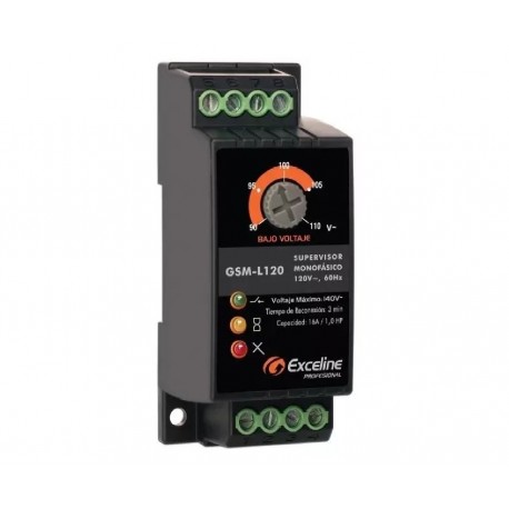 PROTECTOR DE VOLTAJE 120 CON BORNES. 16AMP EXCELINE GSM-L120