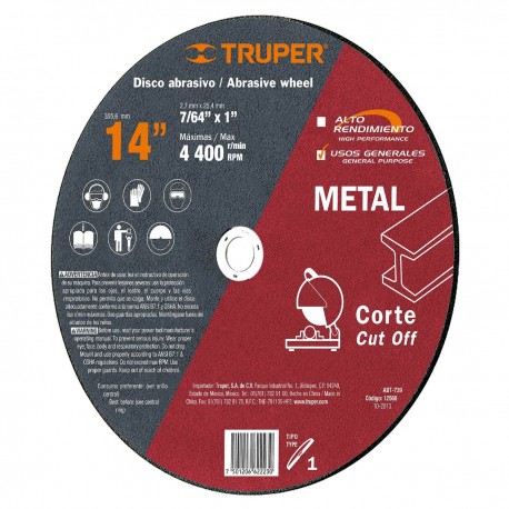DISCO DE METAL 14X1 TRUPER 12568