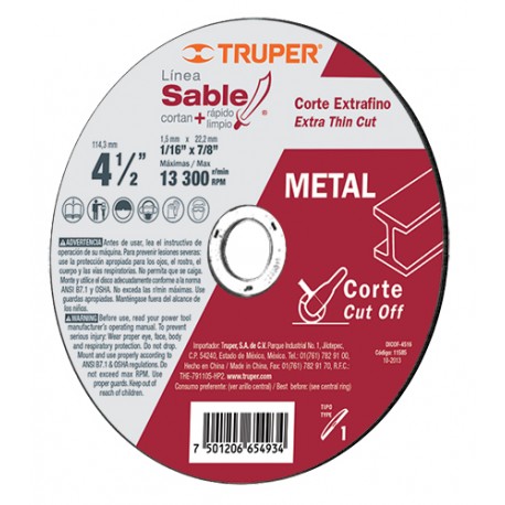DISCO C/META 4.1/2 TRUPER 11584