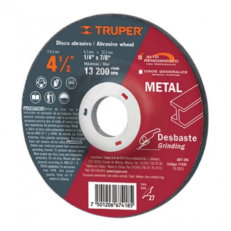 DISCO C/R C/ME 4.1/2X1/4 TRUPER 11548
