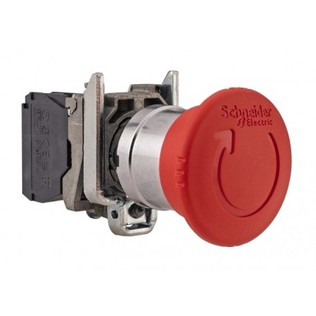 XB4BS8442 PULSADOR HONGO GIRAR P/DESENCLAVAR P/PARADA D/EMERG ROJO SCHNEIDER