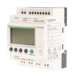 SR2B122BD 8DI (DE LAS CUALES 4AI) / 4DO / 24 VDC. C/PANTALLA C/RELOJ-SALIDA TRANS. SCHNEIDER