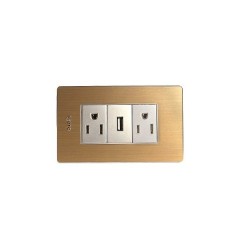 TOMA DOBLE 2P+T + 1 USB DORADO DE LUJO IGOTO X105/2-U