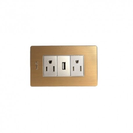 TOMA DOBLE 2P+T + 1 USB DORADO DE LUJO IGOTO X105/2-U